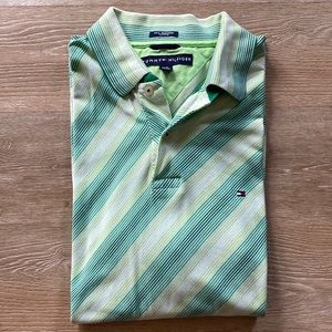 Mens Tommy Hilfiger Large Green Striped Polo